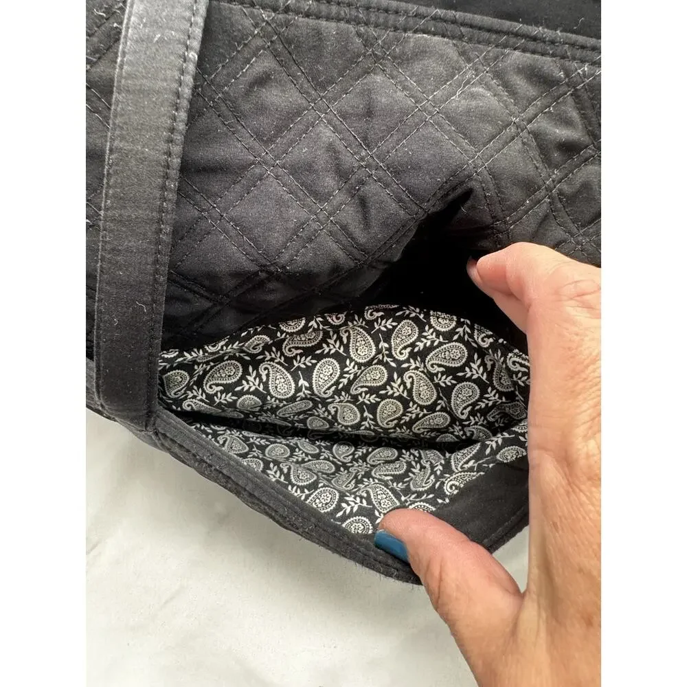 Vera Bradley Baby Diaper Bag Black Paisley Lined Quilted Tote Travel Workout